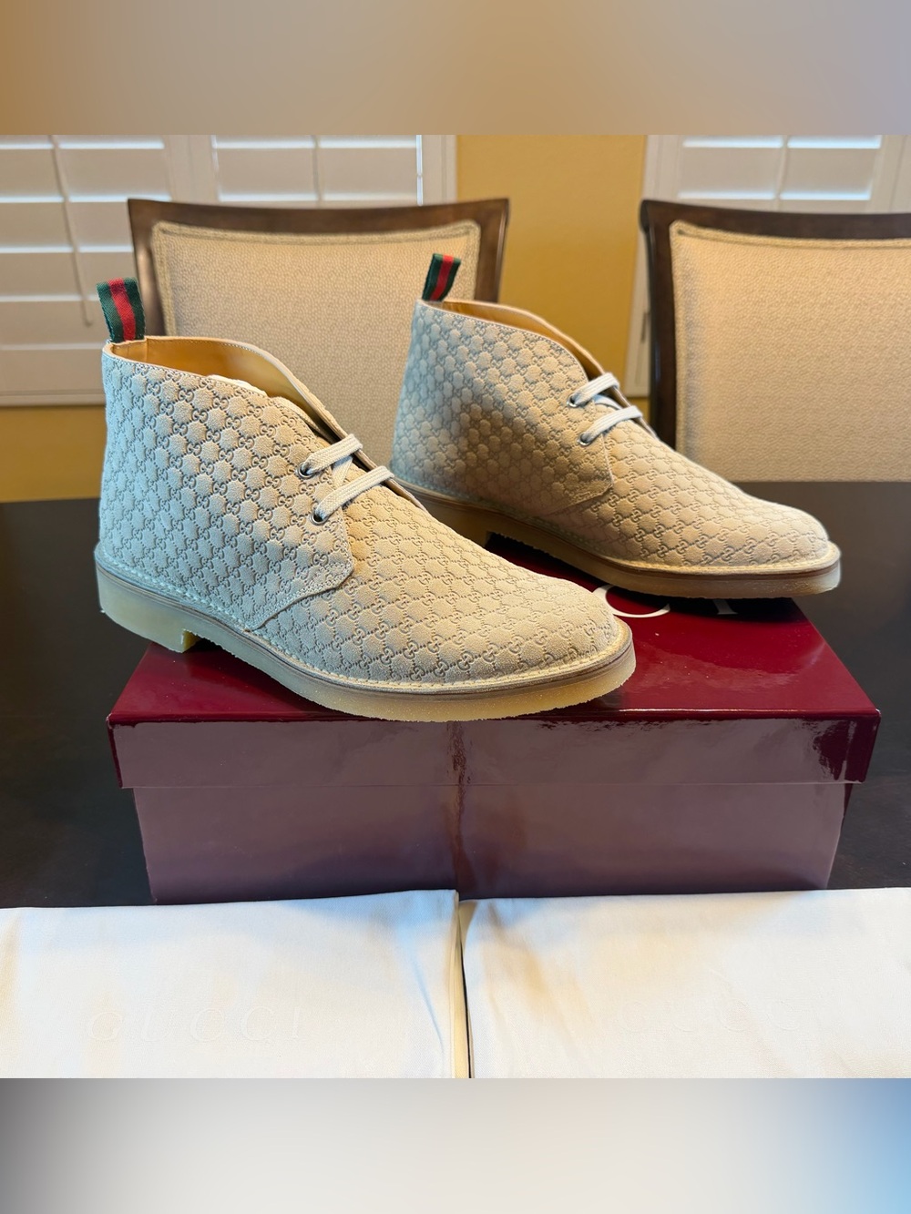 New Authentic Gucci GG Logo Suede Boots Size UK 10.5 / US 11